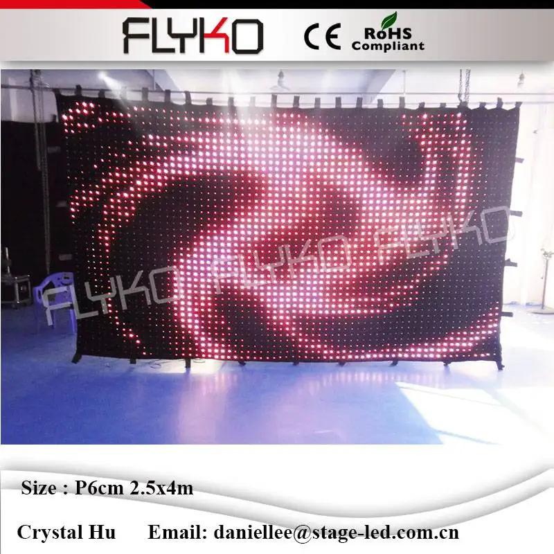 

Amazing visual effect CE ROHS led video curtain fullcolor P60mm 2.5x4m Backdrops wall
