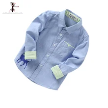 Оксфордская хлопковая рубашка для мальчиков с отложным воротником и длинными рукавами; повседневная одежда зеленого, белого, розового, синего, желтого цвета; Camisa Infantil Menino; 2352