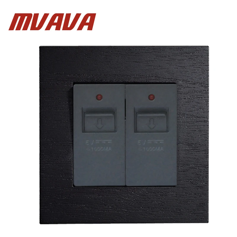

MVAVA Double USB Port Wall Charger Socket Black Artificial Wood Panel Professional Electrical Socket Double USB Plug Socket