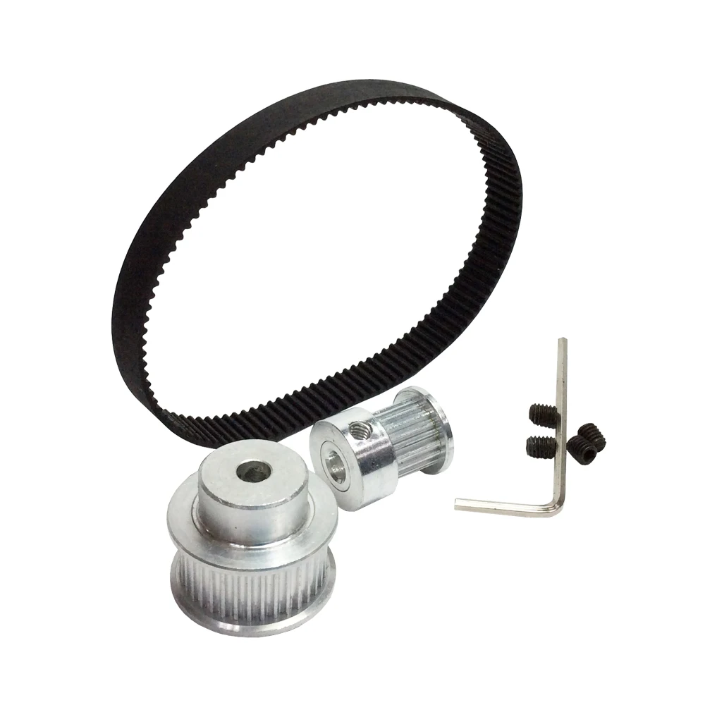 

GT2 Timing Belt Closed Loop Length 228mm Width 9mm and 2GT Timing Pulley 16/32 Teeth Shaft Center Distance 90mm