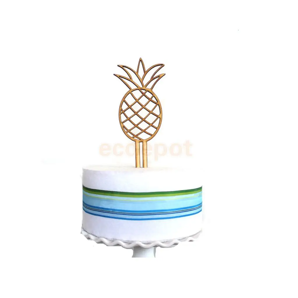 Luau Decoration De Gateau Ananas Tropical Batons En Bois Decoration De Gateau Pour Fete D Anniversaire Aliexpress