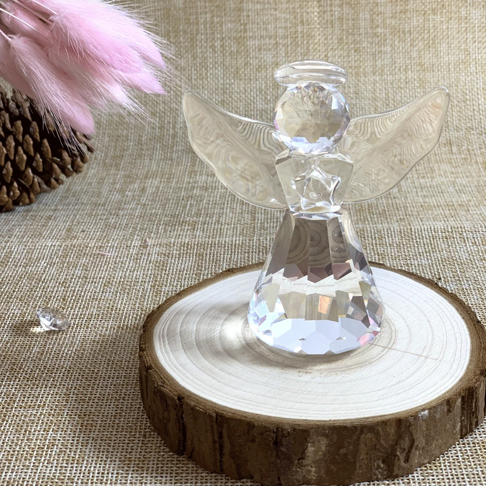 

Mother's day Gift,Crystal Glass Angel Figurines Craft Lovely Crystal Angle Ornament Home Table Decor Great Kids Xmas Gifts