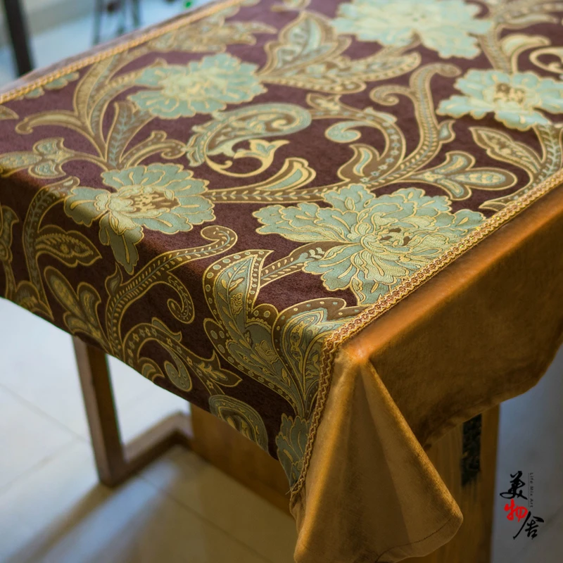 

Table Cloth Retro Orchid European Embroidery Wedding Room Sofa Home Hotel Bedding Villa Decoration Cushion Dresser Runner Cover