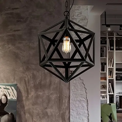 

Retro industrial American country style wrought iron chandelier creative personality polyhedral diamond chandelier engineering