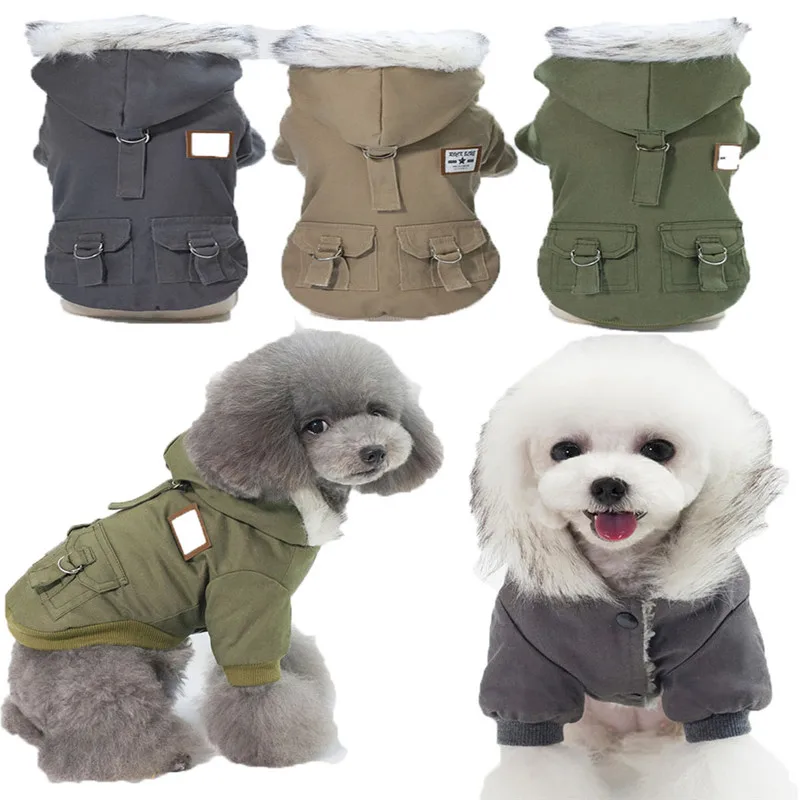 Vintage Dog Clothes Warm Winter Pet Coat Outdoor Sports Jacket Clothing