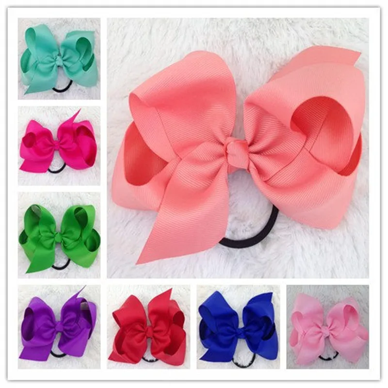 6inch 25pcs/lot High Quality Ribbon Hair Bow With Elastic Band For