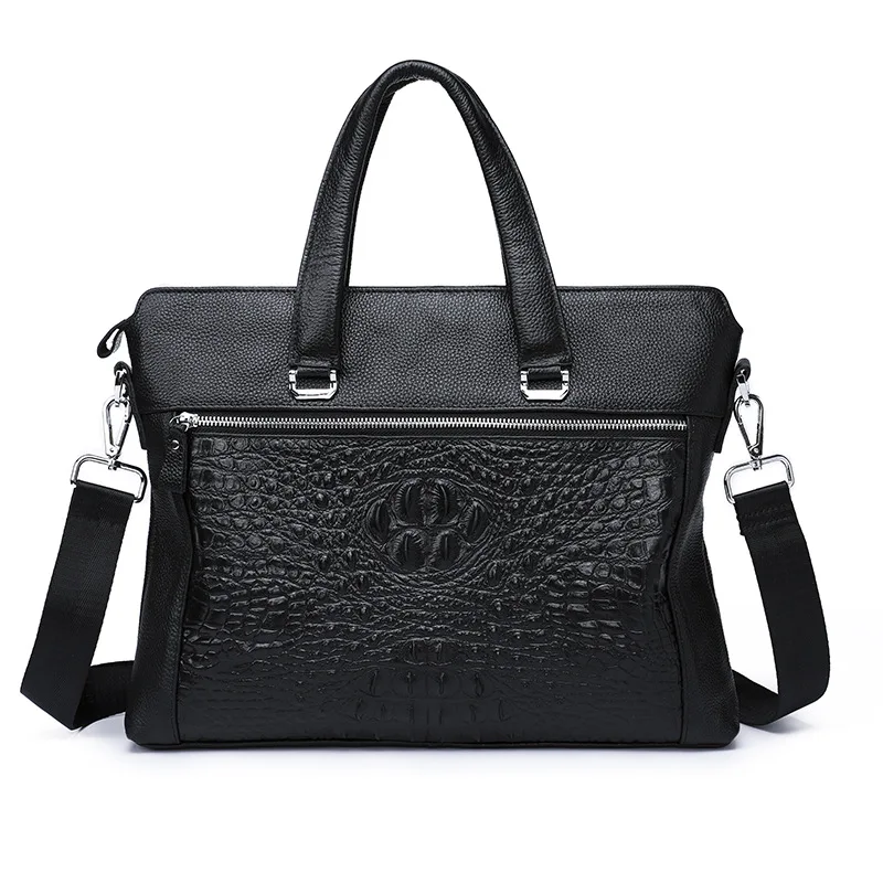 

Leather Men's Briefcase Handbag Crocodile Crossbag Bag Soft Leather Business Casual First Layer Leather Shoulder Messenger Bag