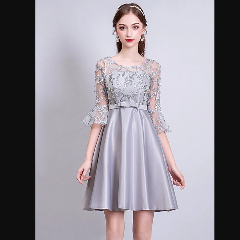 ASL53 # серые цвета шампанского розовые платья для подружек невесты короткие