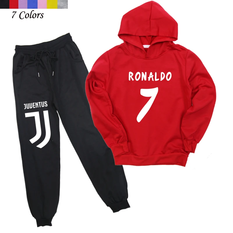 

Ronaldo CP7 Printed Kids Hooded Sets Children's Fashion Hoodies Sweatshirt Cotton Long Casual Pants Thin Clothes Set