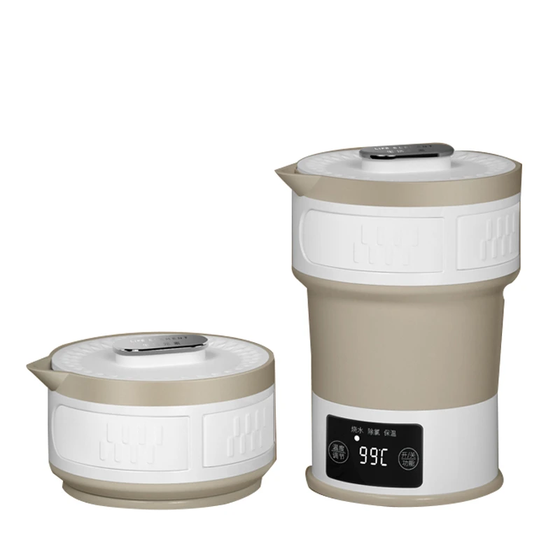 SMART110V-240V складной сосуд сжатый Электрический Чайник походный чайник для воды Скрытая ручка пищевой силиконовый чайник-термос - Цвет: Khaki