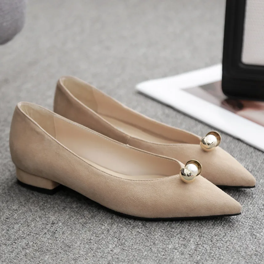 

Women's genuine suede leather slip-on flats slipons high quality leisure female footwear comfortable casual OL style daily shoes
