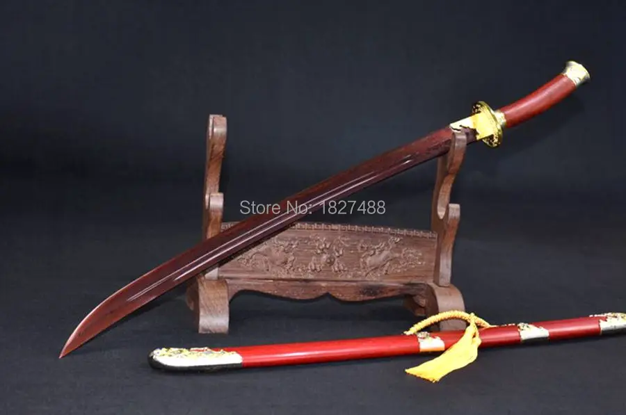 Китайский меч ручной работы Katana Qing Dynasty Battle Dao складные стальные фитинги с красным