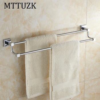

MTTUZK Brass Chrome Wall-Mounted Bathroom Double Towel Holders Towel Bars Towel Racks Bathroom Accessories Top Quality