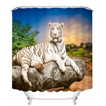 

Tiger Pattern Modern Polyester Waterproof Mildew Shower Home Decoration Curtain Bathroom Curtain