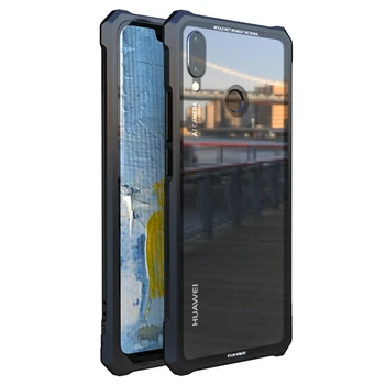 

For Huawei Nova 3 Case Nova 3i Case Metal Frame and Transparent Tempered Glass Back Cover Bumper Cases For P Smart Plus