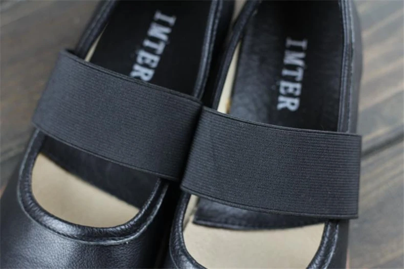 Genuína Mulheres de couro liso sapatos com