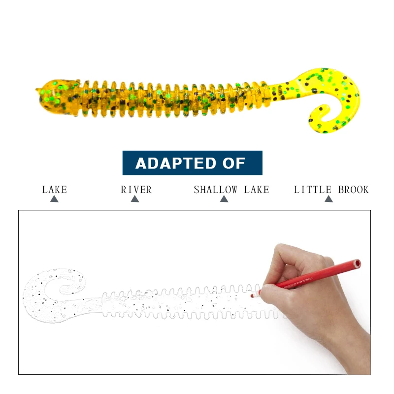 SEAPESCA 5 шт./лот блестящая Мягкая приманка 60 мм 1 3 г искусственная личинка червяка