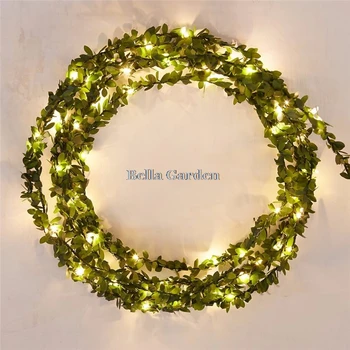 

Waterproof 5M 50 LEDs leaf garland battery operate Copper LED fairy string lights for christmas wedding decoration party event