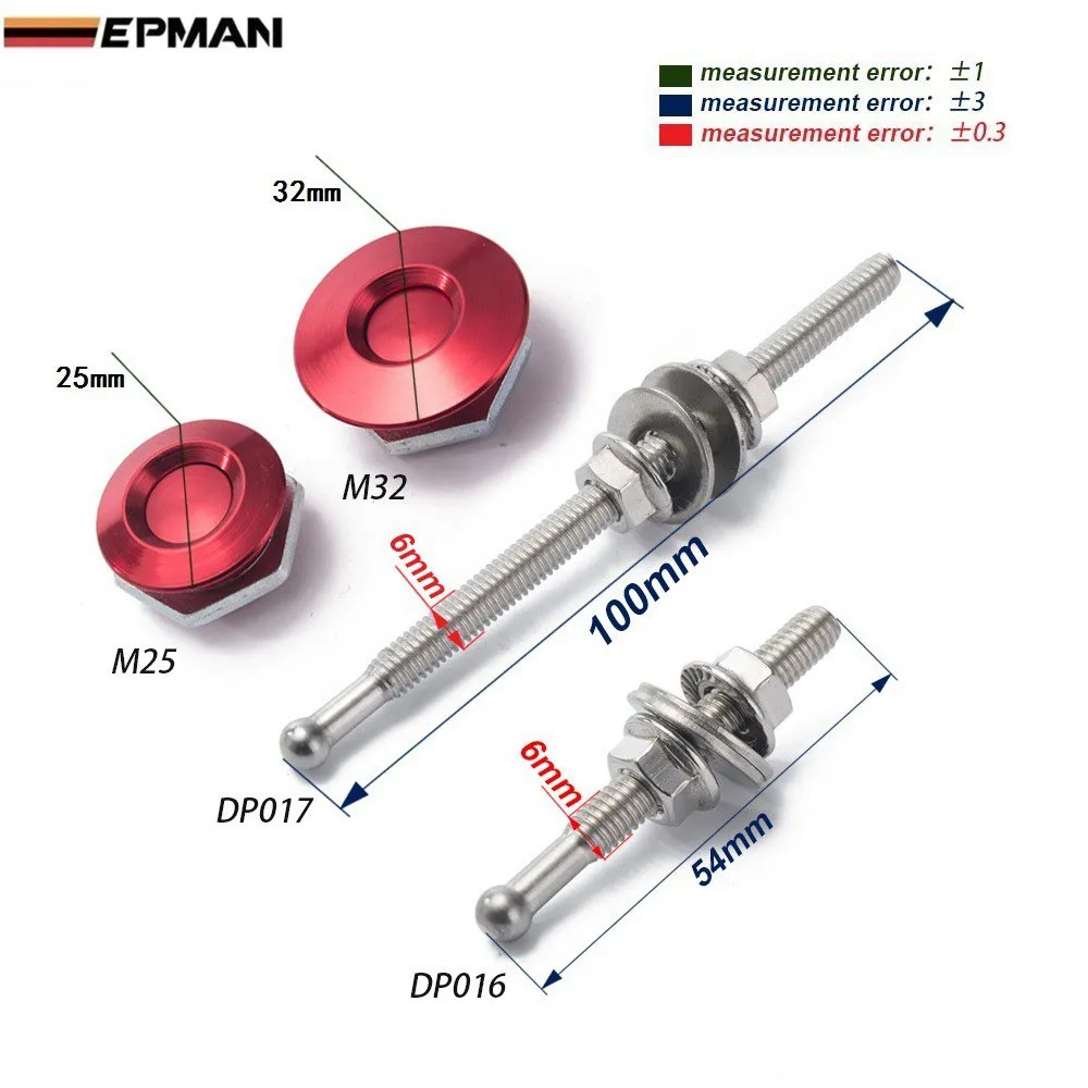 Алюминиевая быстрая защелка капота Pin Kit Rrear бампер Release для Honda et EP-DP016M-25/EP-DP017M-25-AF