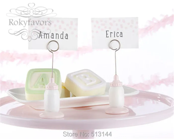 baby bottle place card holder pink