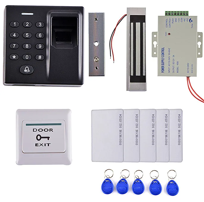 

Electric Magnetic Lock +Fingerprint RFID CARD Access Control System Kit+Power Supply +Door Switch Button