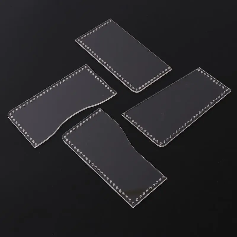 Online OOTDTY 13pcs Clear Acrylic Wallet Pattern Stencil Template Sets Leather Craft DIY Tool Kits Handmade