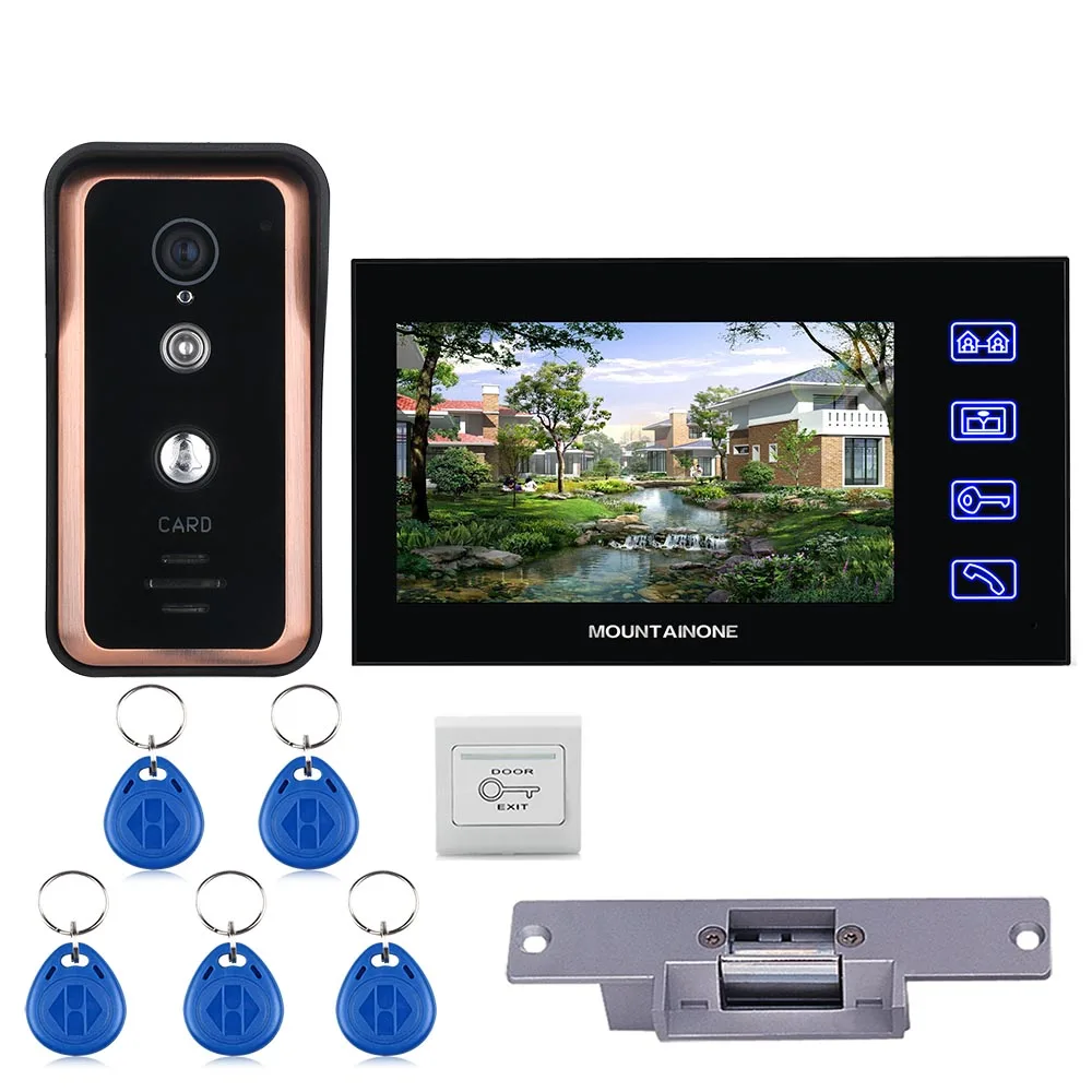 Touch Key LCD Wired 7 inch Video Door Phone Video Intercom Doorbell System RFID IR-CUT Camera + Strike Electronic Door Lock Touch Key LCD Wired 7 inch Video Door Phone Video Intercom Doorbell System RFID IR-CUT Camera + Strike Electronic Door Lock