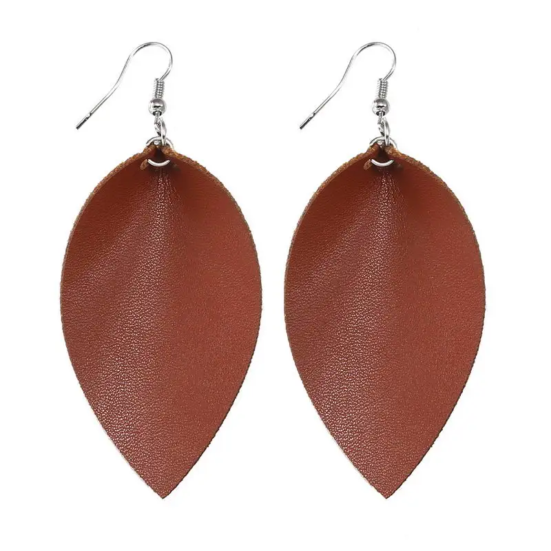 

2018 Cutout PU Leather Leaf Earrings Women Bohemian Plain Statement Leather Earrings Femme Party Jewelry Wholesale