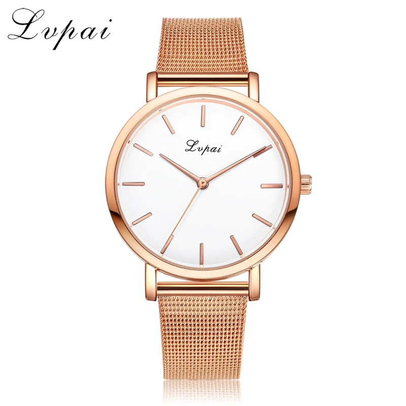 

Lvpai Brand Gold Mesh Belt Stainless Steel Watch Quartz Wristwatches Women Luxury Dress Watch Fashion Men Sport Clock