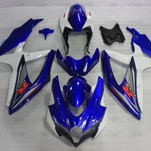 GSXR 600 2008-2010 K8 Пластик Обтекатели GSX R 600 08 09 мотоциклов обтекателя GSX-R750 08 09 сине-белый обтекатель Наборы