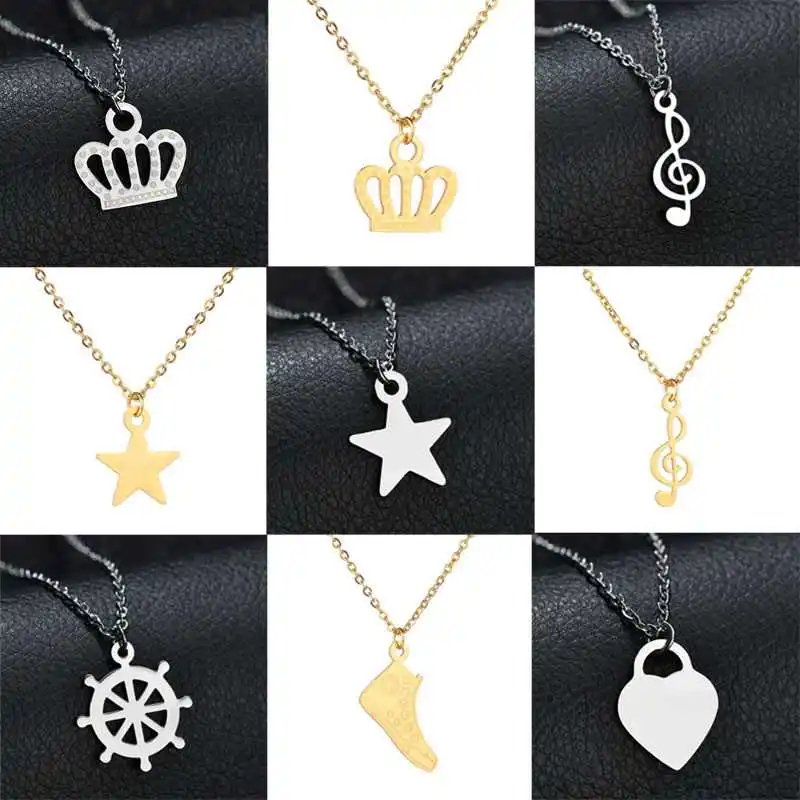 

Summer Stainless Steel Necklace for Women Girl Popular Creative Fashion Wild Pendant Gold Silver Colour Jewelry Girlfriend Gift