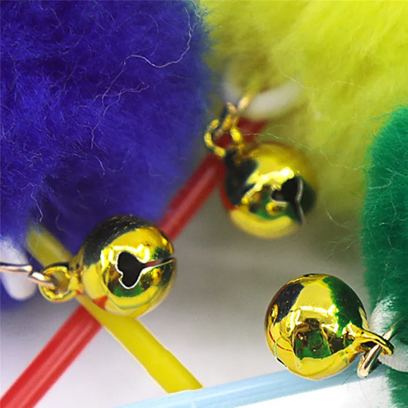 High Quality Pet Cat Toy Newly Design Pet Cat dogs Toy Colorful Funny Cat Bell Hair Ball Tassel Funny Cat Pole supplies A28 (9)