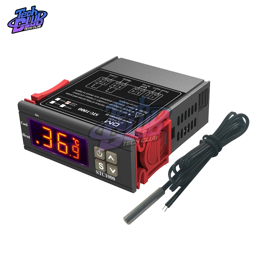 STC-1000 LCD Digital Thermostat Temperature Control Thermometer DC12V/24V/12-72V AC110-220V Thermo Controller With NTC Sensor