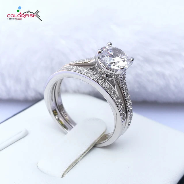 Colorfish Clic Four Gs 1 25 Ct Solitaire Engagement Wedding Colorfish Clic Four Gs 1 25 Ct Solitaire Engagement Wedding Ring Set Women 925 Sterling Silver Female