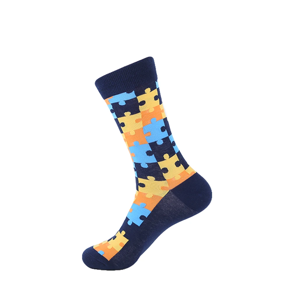 VPM, мужские носки из чесаного хлопка, Harajuku, цветные, веселые, забавные, с медведем, рыбкой, длинные, теплые, нарядные носки для мужчин, для свадьбы, рождественский подарок - Color: b114
