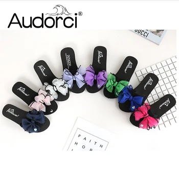 

2018 Women Fashion Platform Mid Heel Flip Flops Beach Sandals Bowknot Slippers Shoes Zapatos Mujer Sapatos Femininos Size 35-41
