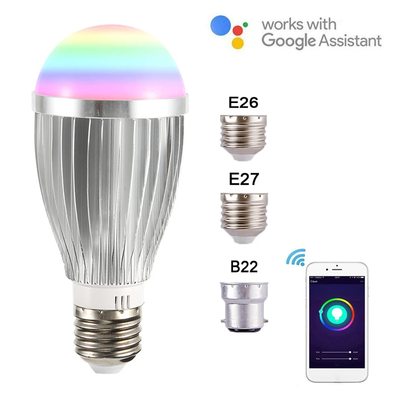

E27/E26/B22 Smart home Wifi light Bulb 18w bright lighting work with Google Home Alexa IFTTT WiFi/Voice control timing LED bulb
