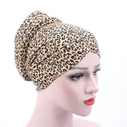 2017 Женская новая маленькая Цветочная шляпа с леопардовым принтом мусульманская хлопковая шапка головной платок