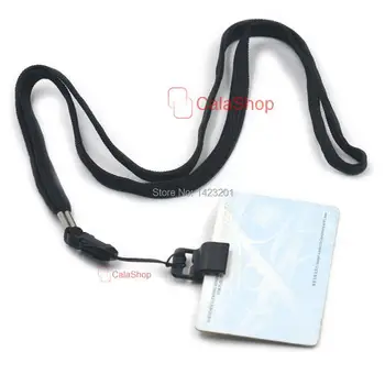 

5 Pcs / Lot Plastic Black gripper ID Badge Card Holder Clamp With 6mmx420mm Lanyards Hook Clip Strap