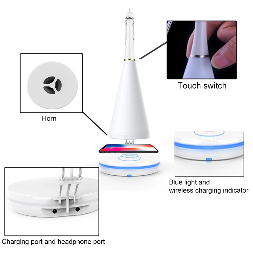 3,5 Вт светодиодный Bluetooth USB сенсорный датчик настольная лампа Qi беспроводной телефон зарядное устройство Bluetooth динамика Беспроводное зарядное устройство для телефона