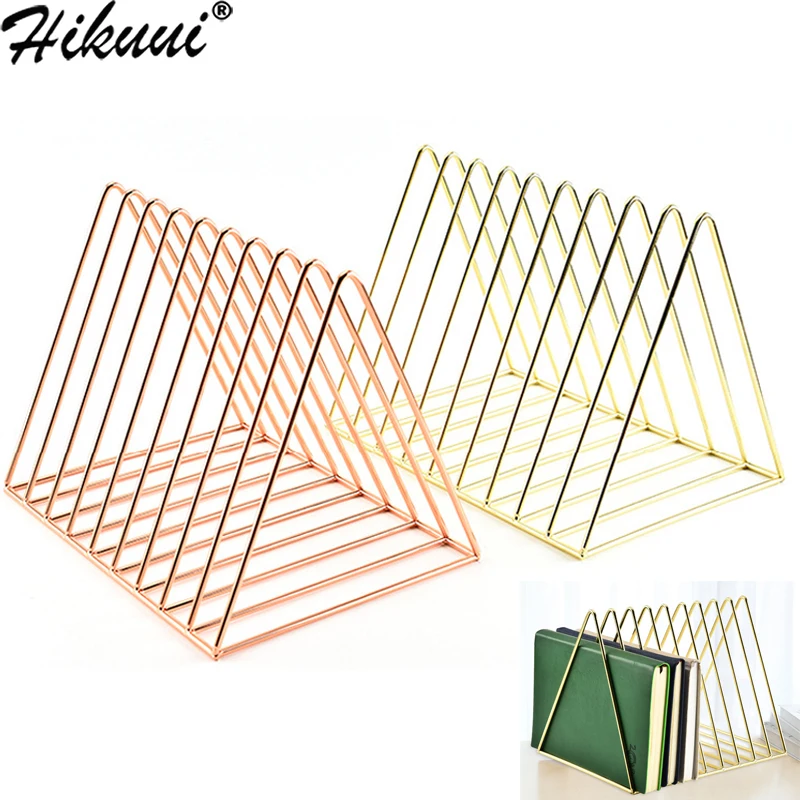 

Book Shelf Geometry Iron Metal Bookend Desk Holder Stand Newspapers And Magazines Storage Rack Home Decor Shelf