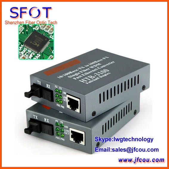 Free shipping Optical Fiber Media Converter Fiber Transceiver Single Mode Single Fiber 10 100M 25KM SC