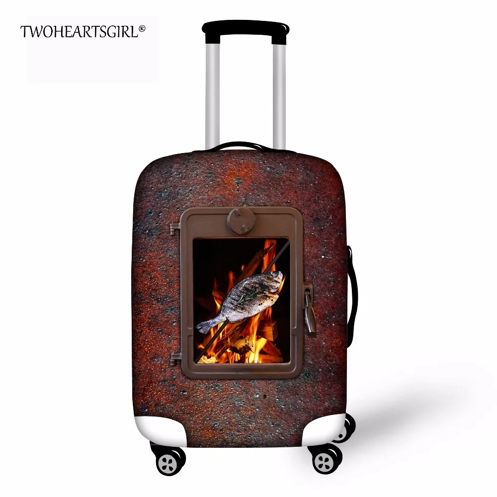 

TWOHEARTSGIRL Oven Roast Fish Designer Luggage Protective Cover Thick Elastic Suitcase Cover with Zipper 18/20/22/24/26/28 inch