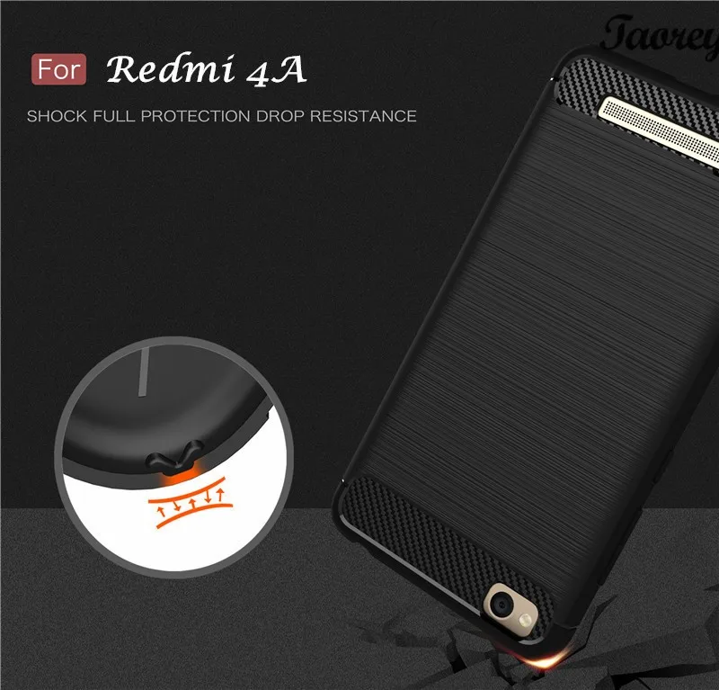 Taorey For Xiaomi Redmi 4A Rugged Armor Carbon Fiber Texture Brushed Soft TPU Case Back Cover For Xiaomi Redmi 4A case (6)