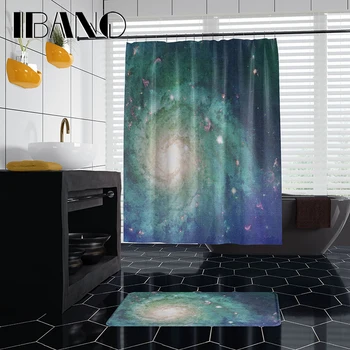 

IBANO Universe Design Shower Curtain Waterproof Polyester Fabric 180x180cm Bath Curtain 40x60cm Mat For The Bathroom Curtain