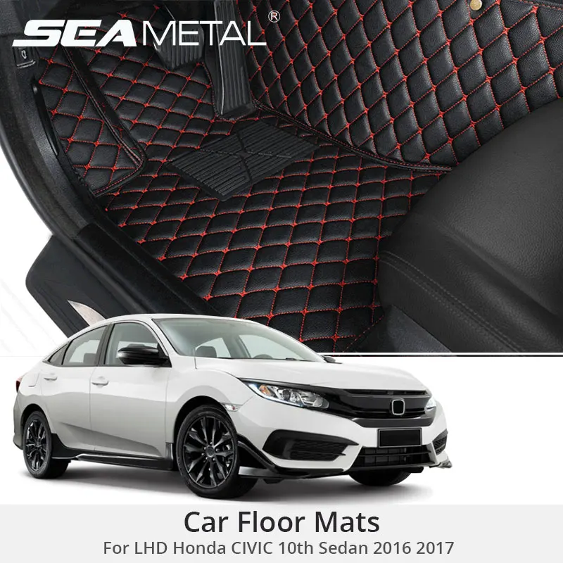 Для LHD Honda CIVIC 10th Sedan 2017 2016 на заказ автомобильные коврики кожаные для автомобиля
