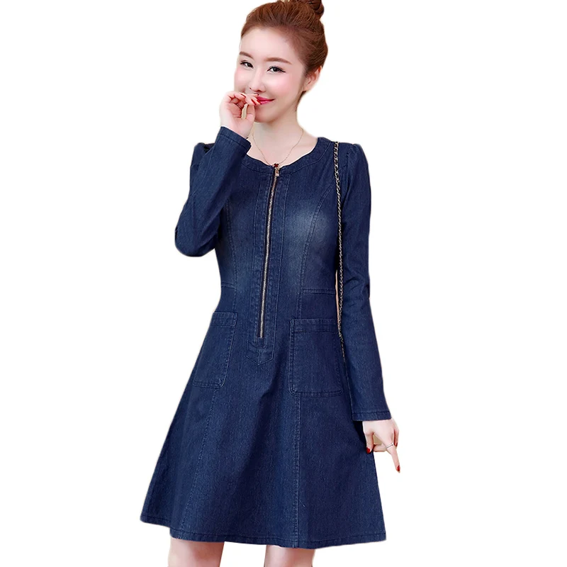 Korean Denim dress for women 2019 Spring Casual Jeans Dress Long sleeve Sexy Denim Mini Dress Plus size 5XL Female Office Dress