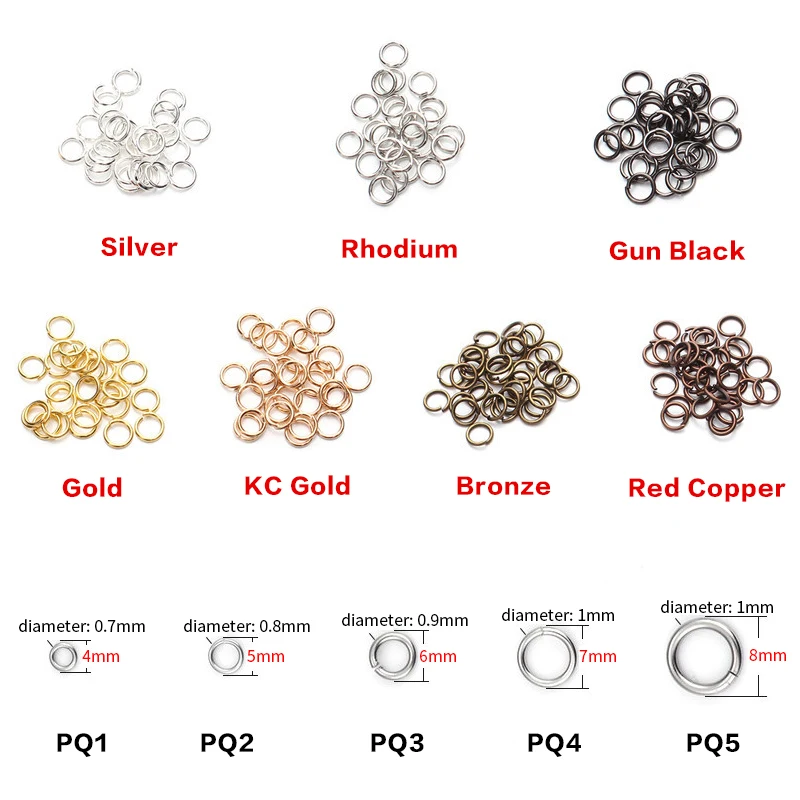 ZHUKOU 200pcs/lot 4 5 6 7 8 Jump Rings Gold color Split Rings Connectors For Diy Jewelry Finding Making Accessories Wholesale