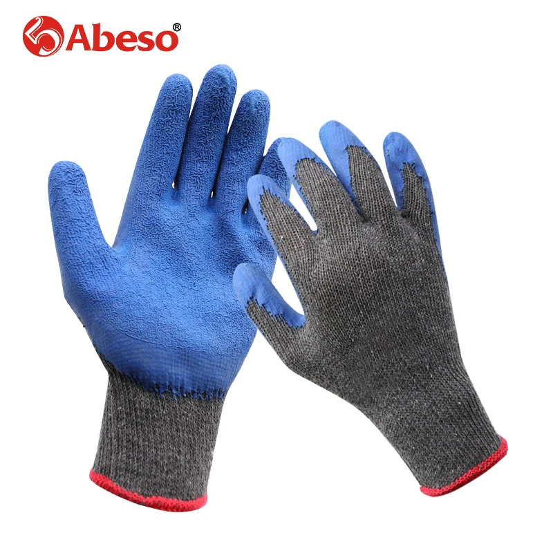 

1 Pair Polyester cotton Wrinkle Glue Safety Glove Repairer Hands Protection Cut-Resistant Durable Grey Blue Working Gloves