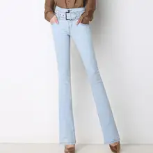 Новые женские модные джинсы с высокой талией, длинные расклешенные брюки размера плюс